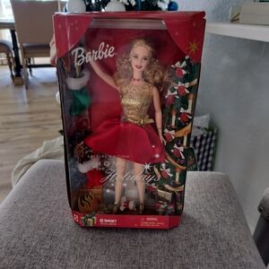 Barbie Home For The Holidays Doll in Red and Gold